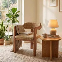 Chaise de salle à manger en bois, avec accoudoirs et coussin en tissu de lin, chaise en bois mobile de luxe pour la maison, le restaurant, la salle de thé