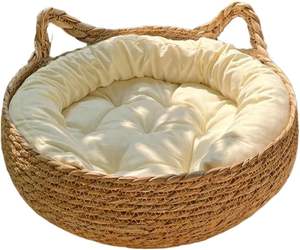 Ama-zon Hot Sale Natur strohnest Gewebtes handgemachtes Haustier haus Winter Warmes Katzen bett Katzen kratz brett Hunden est mit weichem Kissen - Product Image 1