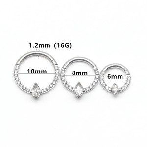 Anneau de nez articulé en acier inoxydable, forme goutte d'eau, serti de griffes, pour piercing, bijou cadeau - Product Image 2