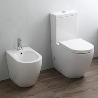 Ensemble de salle de bain CE Europe, suite complète WC et bidet, finition nature mate, cuvette WC à chasse intelligente, réservoir, meuble WC en céramique sanitaire