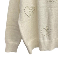 Pull-over Femme Oversize Col Rond Perlé Cœur 3D Élégant en Maille Douce pour l'Hiver – Marque Privée