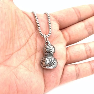 Collier pour homme en acier inoxydable de style chinois avec pendentif gourde, breloque thématique, cadeau 2160118 - Product Image 4