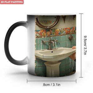 Mug en céramique noir givré de 11 oz, tasse à café activée par la chaleur avec un design de peinture plate 2D - Product Image 1