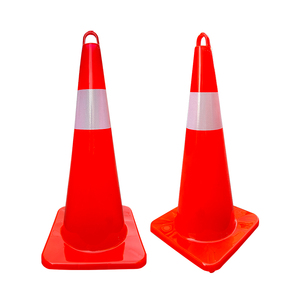 PVC Safety Traffic <b>Cone</b> 700mm 28 Inch Built‑in Handle High Reflection Warning <b>Cone</b> For Street <b>Road</b> Use - Product Image 3