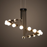 Lustre PM style industriel rétro américain en fer noir pour escalier en colimaçon, suspension décorative pour villa, salon et couloir