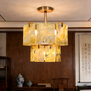 Lustre moderne de luxe en pierre naturelle, luminaire suspendu pour salon, chambre, restaurant, hôtel, villa, lustre pour intérieur - Product Image 3