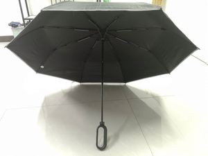 <b>Large</b> Size 3-Folding Fully-Automatic <b>Umbrella</b> Aluminum Fiberglass Frame Windproof Design Minimalist Business Gift Option Hook - Product Image 3