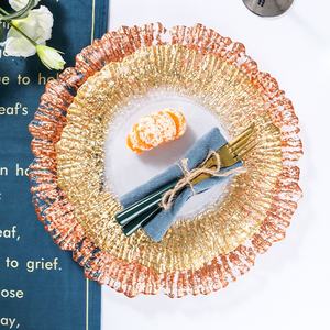 Assiettes de chargeur en or <span class=keywords><strong>Tuekey</strong></span> river, 12 pièces, pour mariages, plaques en dessous de chargement pour fête de mariage - Product Image 1