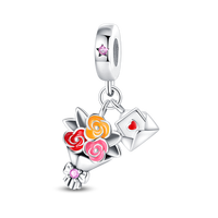 Breloques Pendentifs en Forme de Bagages d'Avion et Fleurs, Style Touristique, en Cuivre Plaqué Argent, pour Bracelets DIY, Logo Personnalisé, Petite Quantité