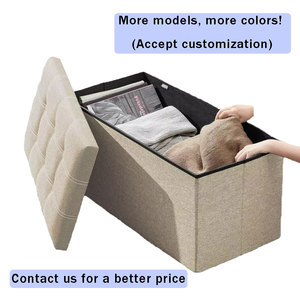 Custom Logo Living Room Furniture Fabric Linen Leather Collapsible Toy Footrest Foldable <strong>Storage</strong> Box Stools Ottoman <strong>Bench</strong> - Product Image 6