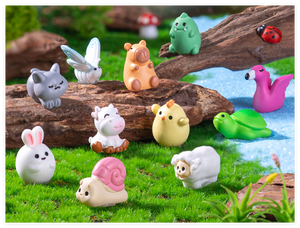 Gato conejo pájaro vaca pato dinosaurio Capibara árbol Animal 3D resina escultura terrario jardín Kawaii figurita pequeño juguete Mini figura - Product Image 4