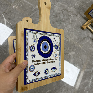 Salvamanteles de Cerámica con Ojo <span class=keywords><strong>Turco</strong></span> en Relieve y Asa de Bambú, Resistente al Calor, para Decoración del Hogar - Product Image 6