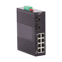 Switch PoE industriel géré 10 ports Gigabit, 8 ports PoE RJ45 + 2 ports SFP, rail DIN, switch réseau industriel