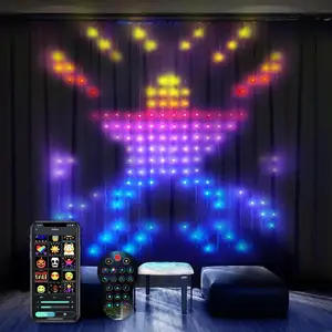 Woohaha LED 커튼 조명 색상 변경 APP 제어 스마트 원격 RGB 창 문자열 조명 무지개 커튼 요정 조명