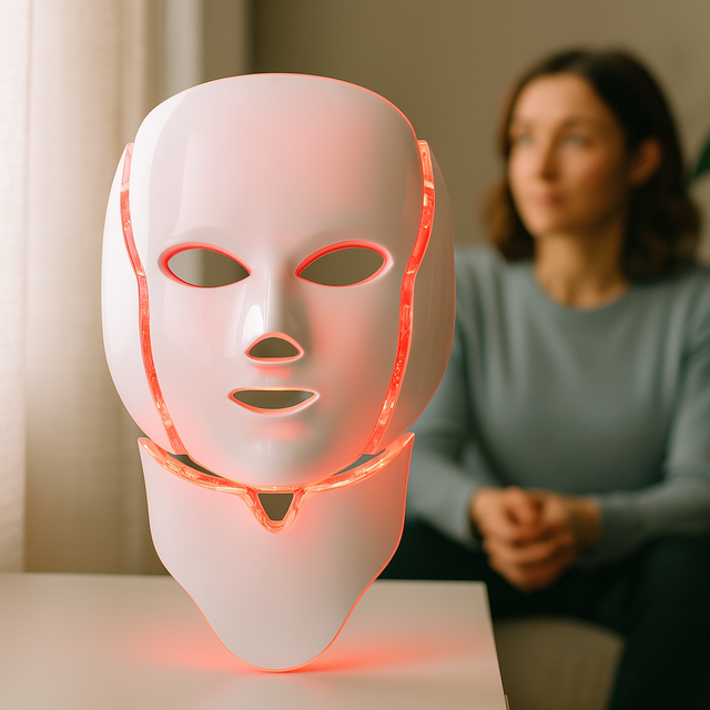 LED Light Therapy Mask Hand Held Silicone 7 Colors Facial Skin Tightening Wrinkle Remover Face & Neck Treatment