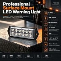 Feu de signalisation LED 9-30V CC pour grille de véhicule, lampe clignotante d'urgence haute luminosité, design mince, montage en surface