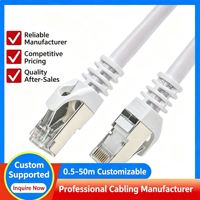 Kabel Ethernet Cat6A FTP-0.5 10-Gigabit Kecepatan Tinggi Patch Cord Tembaga Padat Pre-terminasi Jumper Jaringan Berlapis PVC