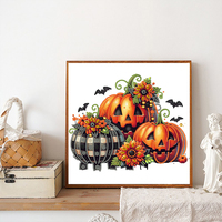 Kit de Peinture Diamant 5D DIY 30*30CM avec Diamants de Forme Spéciale, Motif Citrouille, Décoration d'Halloween, Cadeau pour Débutant