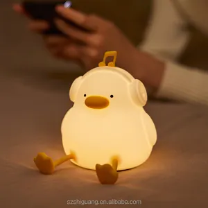 EGOGO New Enjoy Duck Silicone Night Light With Timer Baby Nursery Cute Duck Soft Led Night Light For Kids