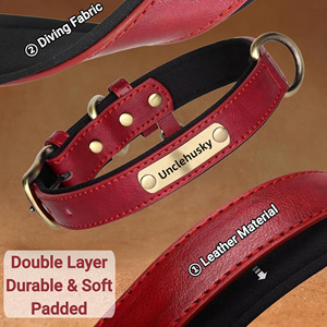 Custom <strong>Leather</strong> <strong>Dog</strong> <strong>Collar</strong> Soft Padded Heavy Duty <strong>Dog</strong> <strong>Collar</strong> with Custom Name Plate, Adjustable Pet <strong>Collar</strong> for All Breeds <strong>Dogs</strong> - Product Image 3