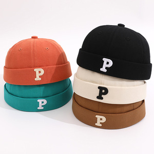 P Letter Baseball Cap Cotton Unisex Sunscreen Windproof Insect Repellent Orange Black - Product Image 2
