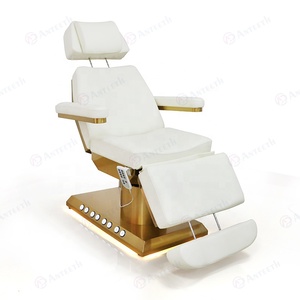Muebles de Salón, Silla de Salón de Belleza con 3/4 Motores, Base de Metal Dorado, Cama Cosmética con Control de Pie Incorporado, Cama Facial Eléctrica - Product Image 2