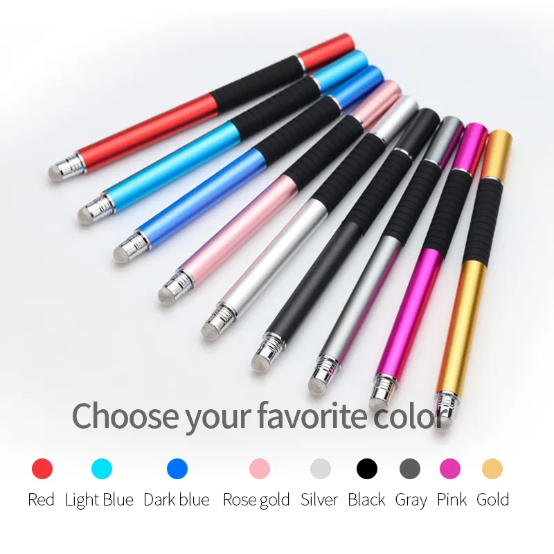 2 in 1 customized logo tablet disc metal capacitive stylus pencil for laptop factory price touch screen pen metal stylus tip pen