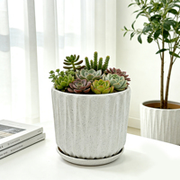Pot de fleurs en céramique respirant avec un design nordique simple à rayures blanches pour la décoration de la maison, vase à fleurs de luxe