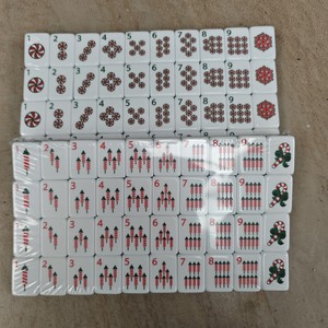Ensemble de Mahjong de Noël, Tuiles de Mahjong Américaines pour les Fêtes, Coffret Cadeau Festif, Jeu de Mahjong Portable, Tuiles de Mahjong de Noël - Product Image 1