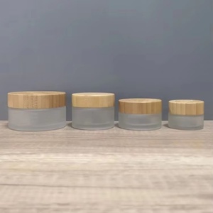 Custom Frosted Glass Cosmetic Jar Frosted 20ml 30ml 50ml 100ml Lip Balm Glass Jars <b>Container</b> with Bamboo Lid - Product Image 1