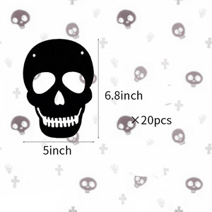 DAMAI Halloween Paper Black Skull Garland Ghost Festival Banners for Party Bar Props Supplies for Indoor Outdoor Decorations - Product Image 2