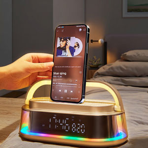 Base de Carga Inalámbrica Multifuncional de 15w, Reloj Despertador con Altavoz LED de Ambiente con Atenuación, Reloj de Tiempo para Dormitorio, Diseño Moderno - Product Image 2