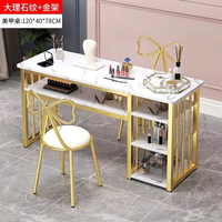 Bureau d'ongles chauds pour Table de manucure résistante à l'acétone Nail Tech avec cadre en métal Station de salon de manucure organisateur de stockage de beauté