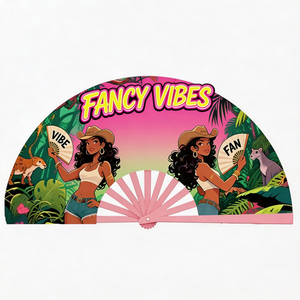 Éventail pliant personnalisé grand format pour rave, en bois écologique imprimé sur mesure, pour fête, avec boîte de rangement en bambou lumineuse - Product Image 2