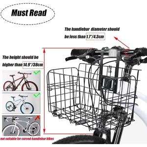 Cesta delantera <span class=keywords><strong>plegable</strong></span> <span class=keywords><strong>para</strong></span> <span class=keywords><strong>bicicleta</strong></span> Cesta de alambre <span class=keywords><strong>para</strong></span> <span class=keywords><strong>bicicleta</strong></span> con asas Fácil instalación en el manillar delantero - Product Image 4