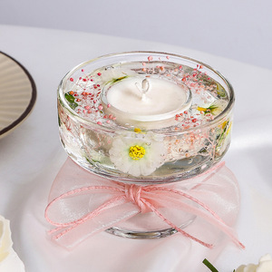 Preserved Flower Jelly Scented Candle Clear Glass Cup Pink <b>Ribbon</b> Decor Romantic Bedroom Indoor Fragrance Home Ornament Gift - Product Image 4