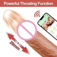 APP Control Automatique Poussée Silicone Gode Sex Toys Pour Femmes Femelle Télescopique Chauffage Pénis Masturbateur Vibrateur