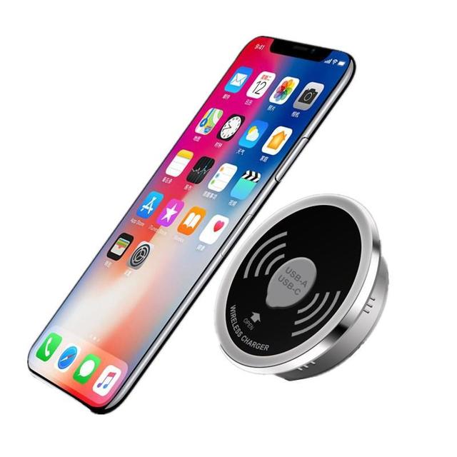 Waterproof Built-in Table Usb Type C 15W Desk Embedded Furniture Wireless Charger with Usb-C Charging Ports