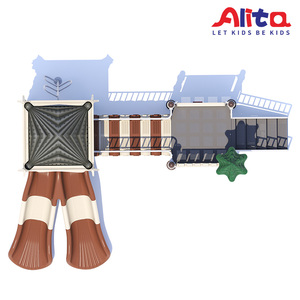 Alita Veelgebruikte Outdoor Kinderen Speeltoestellen Dubbele Glijbaan Achtertuin ALT-NC24036 Plastic + Gegalvaniseerde Pijp + Pe Board - Product Image 3