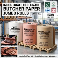 Rouleaux et feuilles de papier boucher kraft non couché, biodégradable, résistant à l'humidité, imprimés sur mesure, pour viande crue et steak