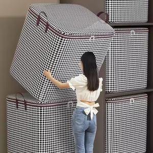 Caja de Almacenamiento Rectangular Moderna de Bambú para Edredones y Ropa, Organizador Plegable para Guardar Mantas en el Armario, para el Hogar o el Automóvil - Product Image 1