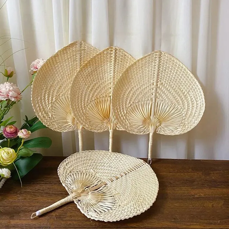 Summer Vintage Bush Hand Woven Swing Fan, Bamboo Grass Fan Summer Vintage Large Banana Fan