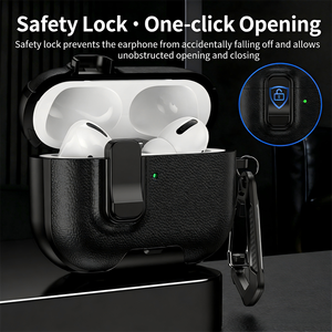 Estuche de Cuero Magnético de Lujo con Llavero para Auriculares AirPods <span class=keywords><strong>Pro</strong></span> 2/3/4, Funda Protectora a Prueba de Golpes para Auriculares BT - Product Image 2