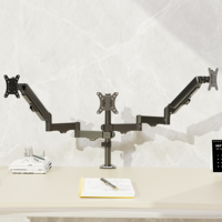Soporte de Escritorio AUKI para Tres Monitores, de Aleación de Acero y Plástico, con Resorte de Gas, para Monitores de 32 Pulgadas +45° de Inclinación, 90° de Giro, 180° de Rotación