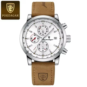Nuevo Reloj POEDAGAR <span class=keywords><strong>932</strong></span> para Hombre, Reloj de Pulsera de Cuarzo a la Moda, Original, Resistente al Agua, con Correa de Cuero, Fecha y Día de la Semana, Gran Venta - Product Image 3