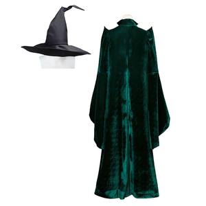 Costume de cosplay de la professeur Minerva <span class=keywords><strong>McGonagall</strong></span> pour Halloween et le carnaval, robe en velours vert, cape RMOV-003 - Product Image 4