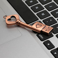 GJUS33-unidad Flash USB 128 con forma de corazón de bronce, Pendrive de Metal de 2,0 gb, 64GB, 32GB, 16GB, 8GB