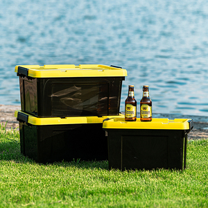 Black plastic storage box camping box tools storage box with handle