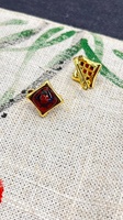 Boucles d'oreilles clous en argent 925 certifié, anti-allergiques, avec ambre rouge naturel taillé carré, en forme de sucette, véritable pierre précieuse, bijoux