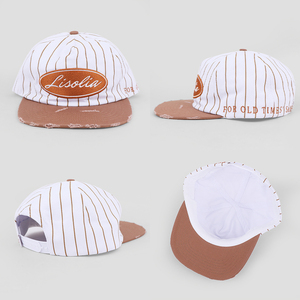 Gorra de Béisbol Vintage Personalizada de Dos Tonos con Parche Bordado, Visera Desgastada y Diseño de Rayas Finas, Estilo Snapback para Marcas de Streetwear - Product Image 5